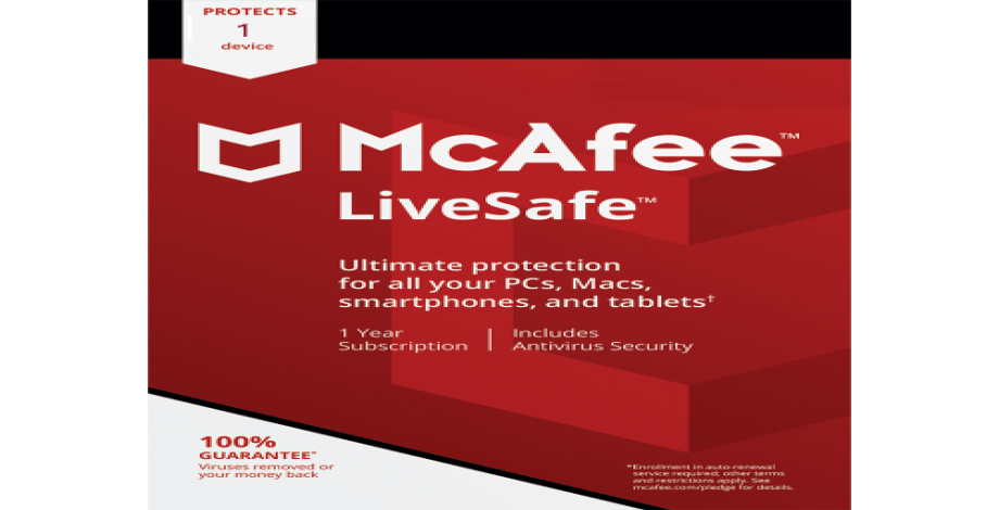 Mcafee Livesafe 1 year 1 device to your account
