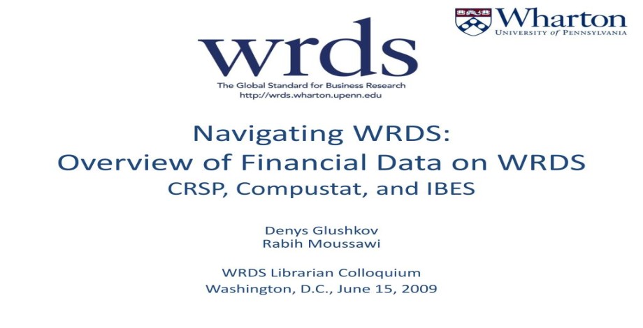 Wrds Financial Database Information （ESG Compusta CRSP Boardex Full Database） Research Reports One Month