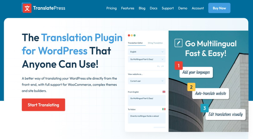 TranslatePress Pro license for one year
